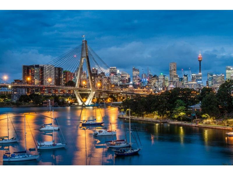 View from Glebe Car Rental car at night